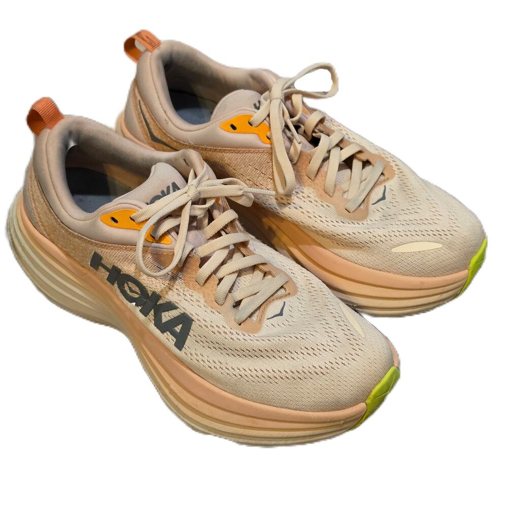 HOKA Bondi 8 Women’s Size 8 – Cushioned Running Sneakers – Neutral Pink